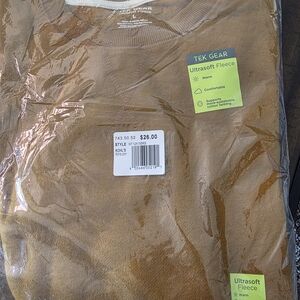 Tek Gear Cozy Brown Fleece Top Harvest Brown Color Size L 4" Cuff Thumb Holes